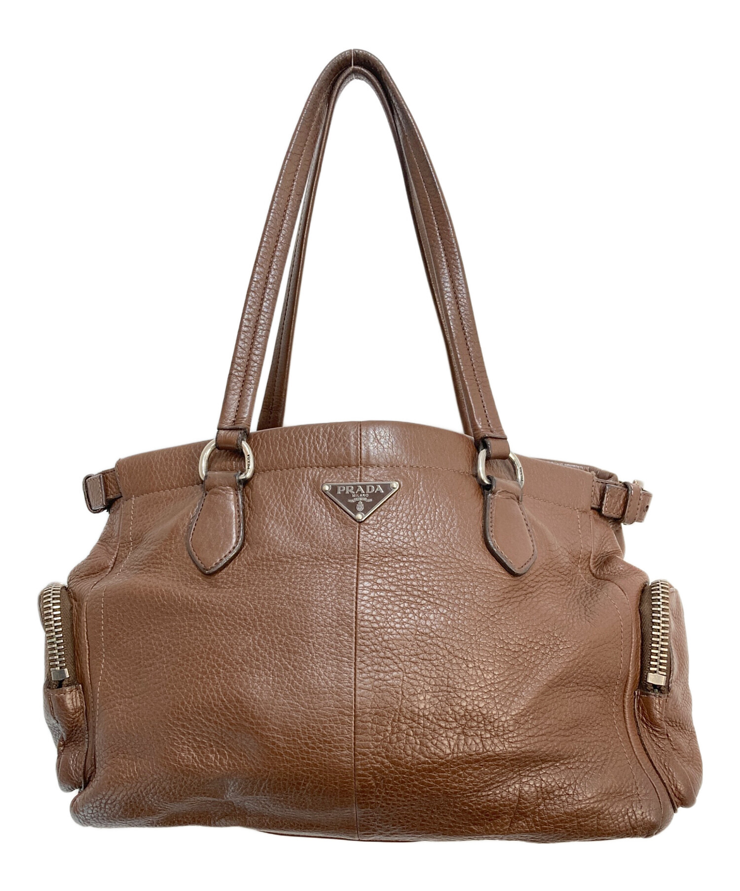 希少 PRADA ブラウン レザー トートバッグ 中古・古着通販】PRADA (プラダ) レザートートバッグ ブラウン