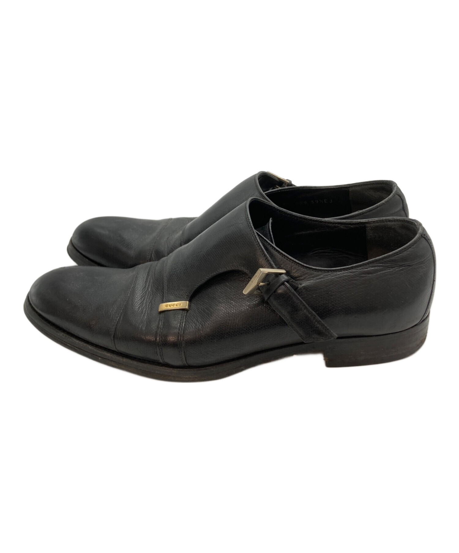 中古・古着通販】GUCCI (グッチ) ダブルモンクレザーシューズ ブラック