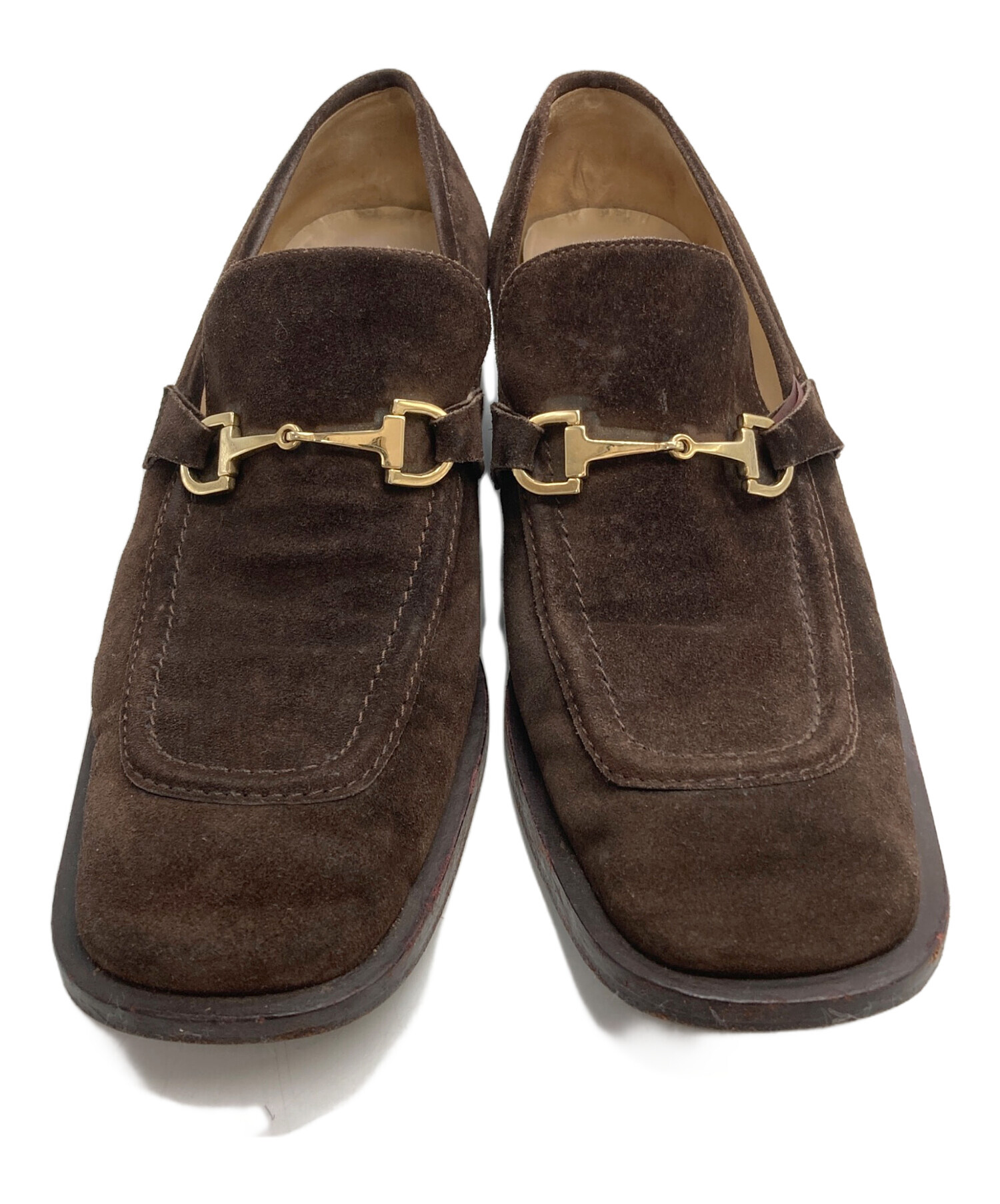 中古・古着通販】GUCCI (グッチ) スウェードローファー ブラウン 