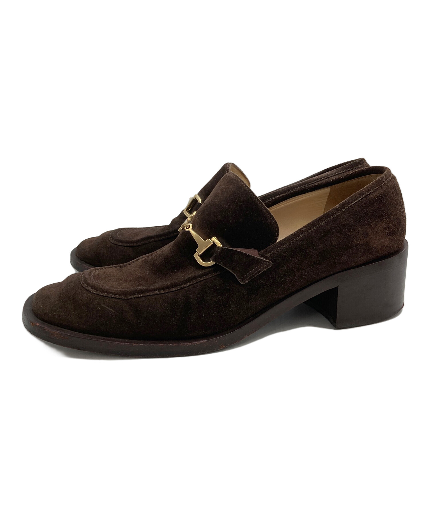 中古・古着通販】GUCCI (グッチ) スウェードローファー ブラウン