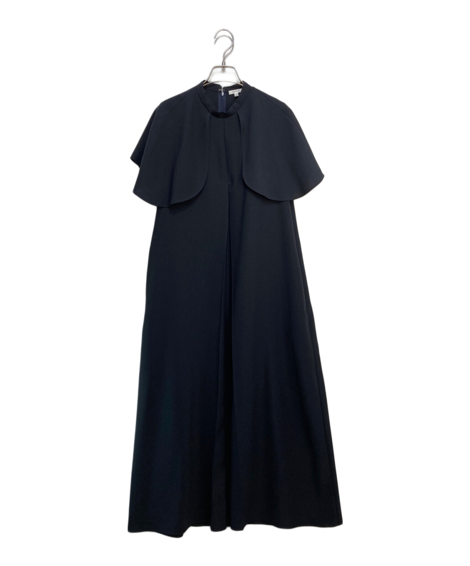 中古・古着通販】ENFOLD (エンフォルド) CAPE WAVE DRESS ネイビー 