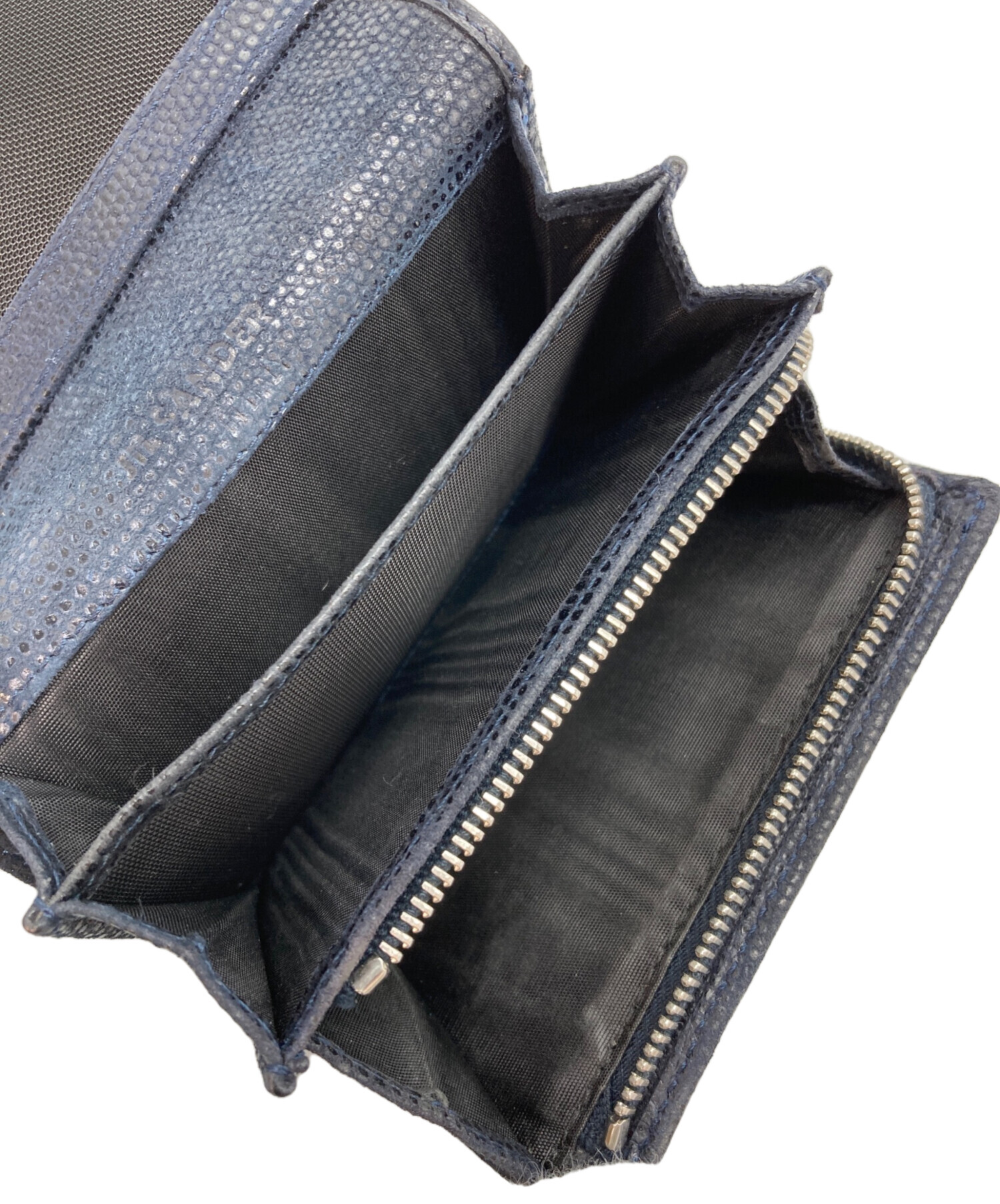 JIL SANDER　ネイビーのレザー二つ折り財布 中古・古着通販】JIL SANDER (ジルサンダー) 2つ折り財布 ネイビー