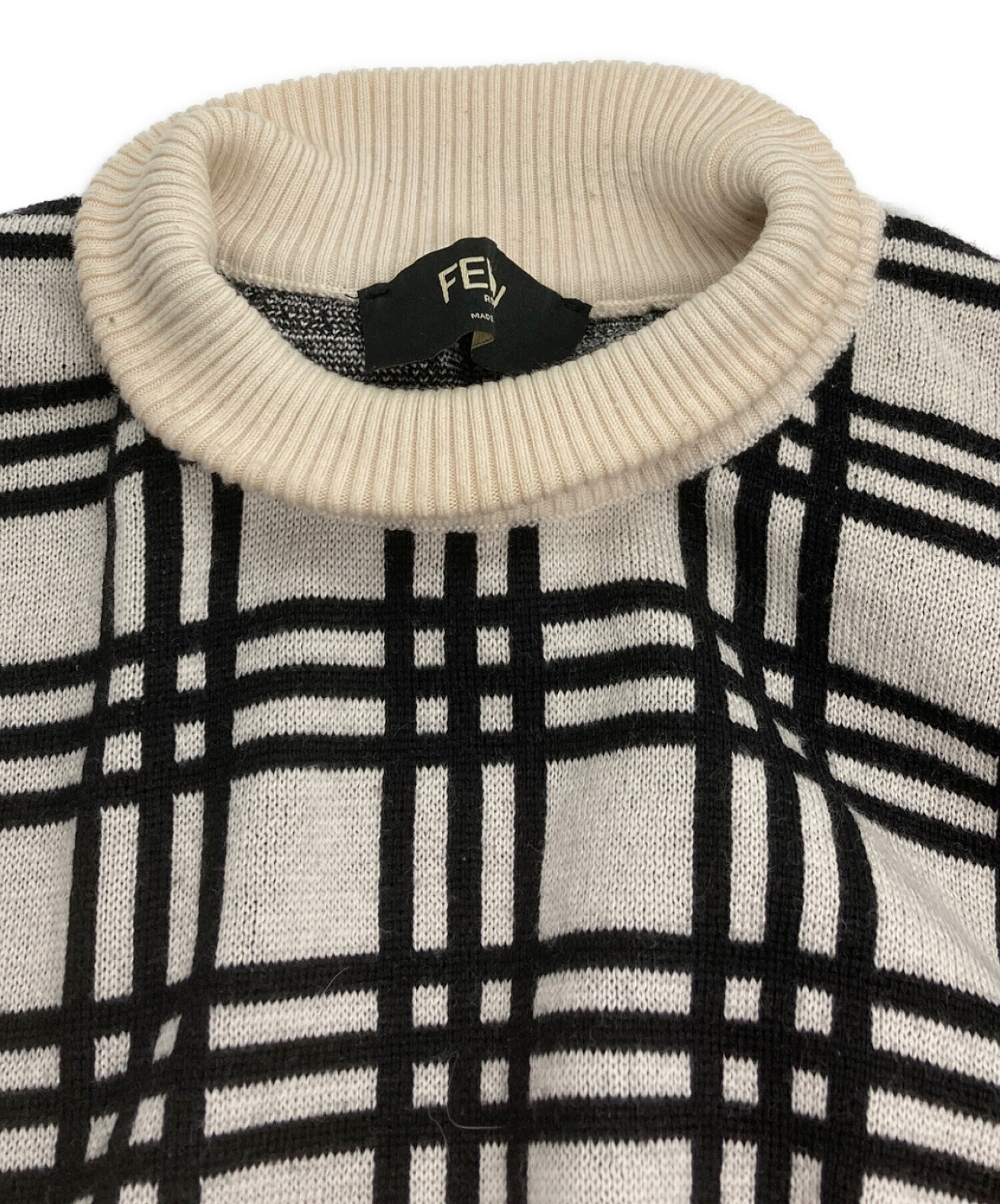 【mimi】FENDI 半袖ニット チェック柄 イタリア製 mimi】FENDI 半袖ニット チェック柄 イタリア製 中古・古着通販】FENDI
