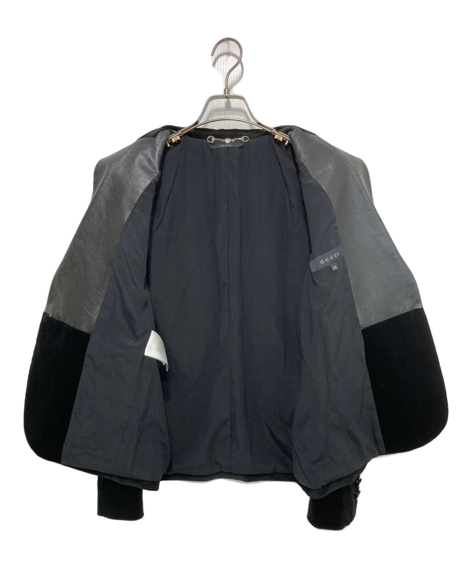 中古・古着通販】GUCCI (グッチ) レザーラペルベルベットジャケット