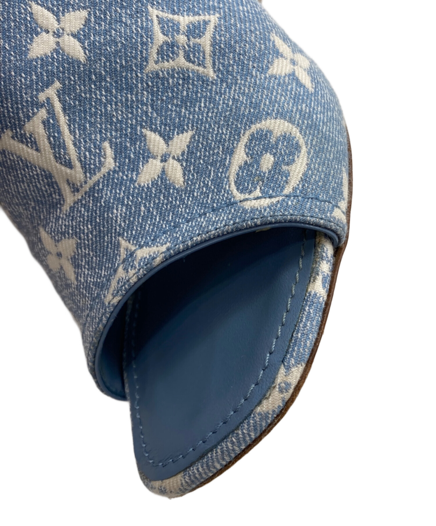 Louis Vuitton デニム レッド ミュール 中古・古着通販】LOUIS VUITTON (ルイ ヴィトン) モノグラムデニム