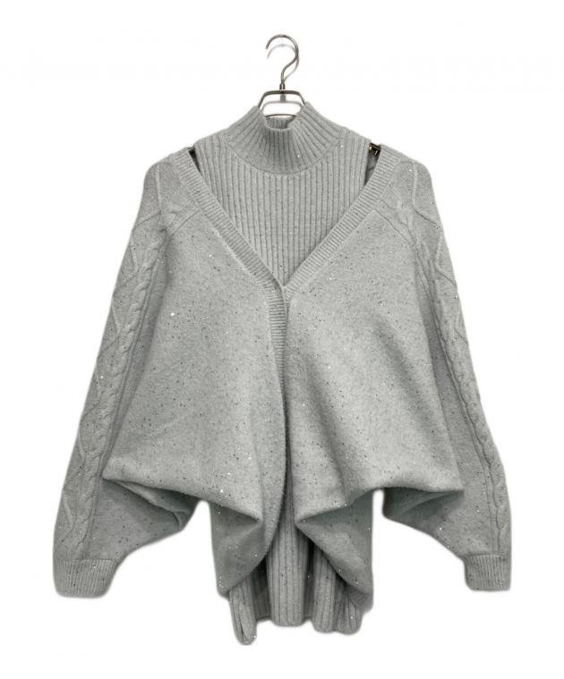 Rosé Muse Glitter knit o/p set ライトグレー 中古・古着通販】rose muse (ロゼミューズ) Glitter knit o/p set
