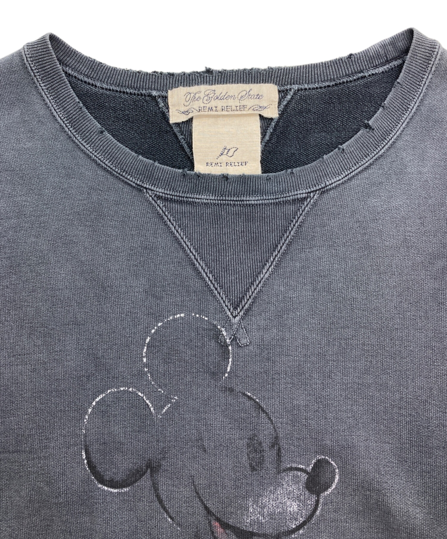 REMI RELIEF レミレリーフ スウェット F 紺 【古着】【中古】 中古・古着通販】REMI RELIEF (レミレリーフ) ダメージフェード