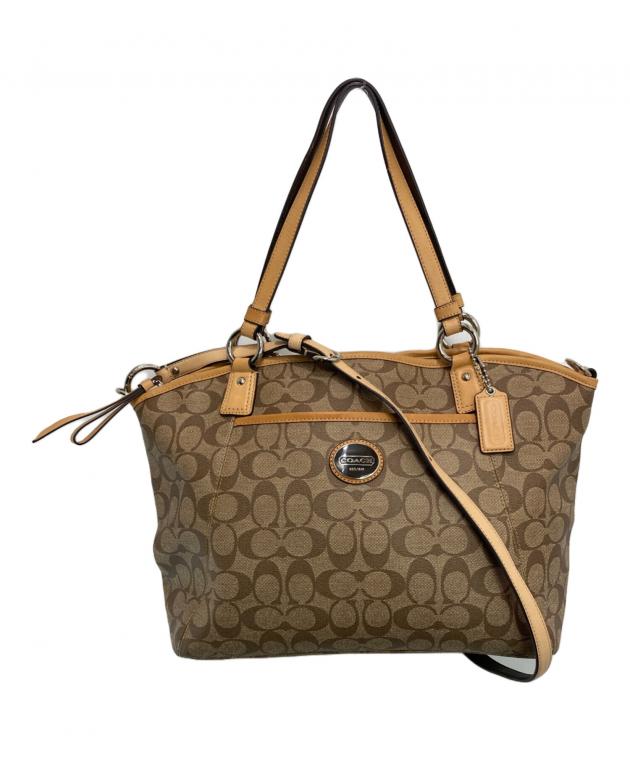 ⑤ COACH ビジネスバッグ 2way シグネチャー　ハンドバッグ　【043】 中古・古着通販】COACH (コーチ) シグネチャー2WAYバッグ ブラウン