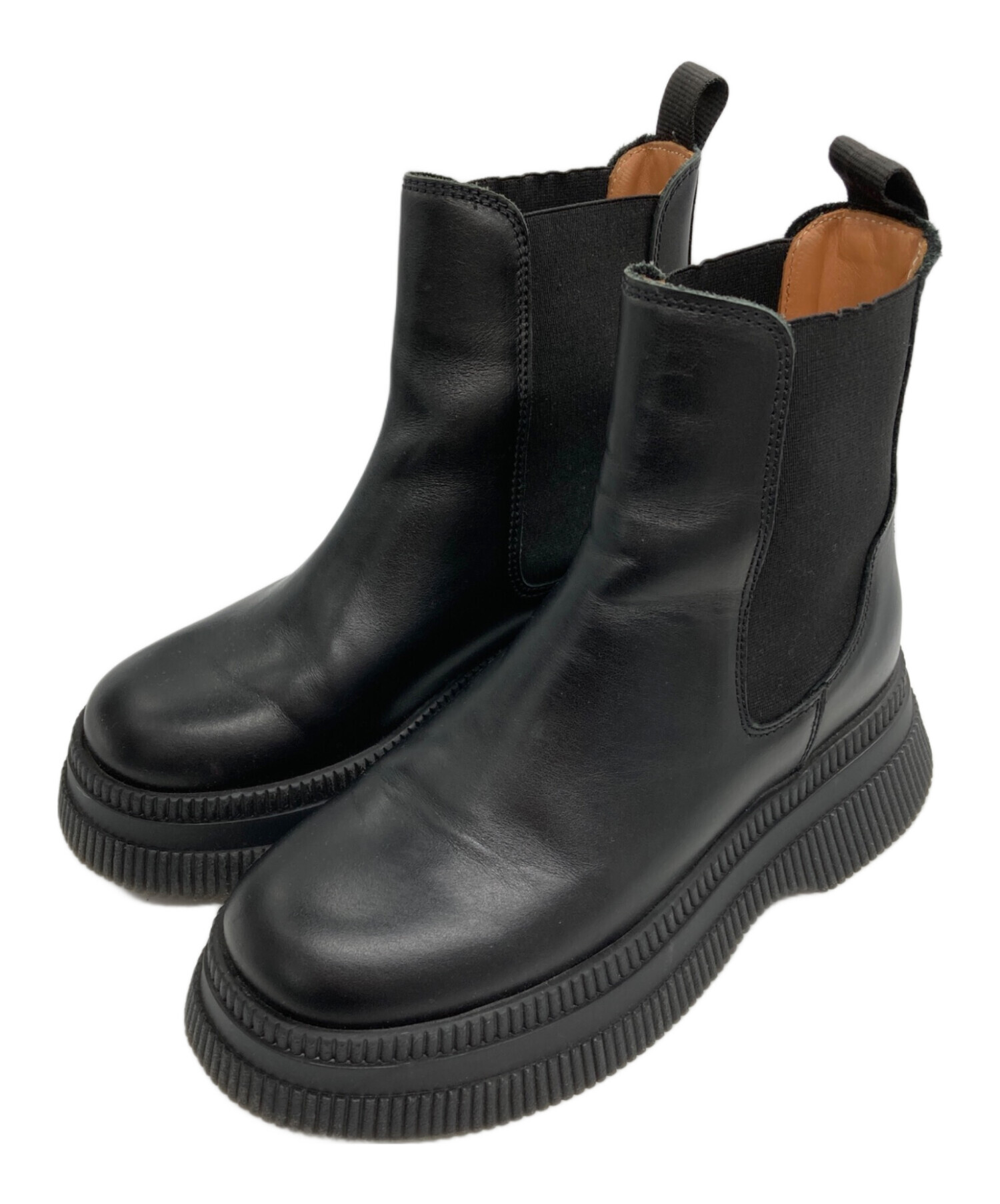 【美品】GANNI ブラック サイドゴアブーツ　size37 中古・古着通販】Ganni (ガニー) サイドゴアブーツ ブラック サイズ:37