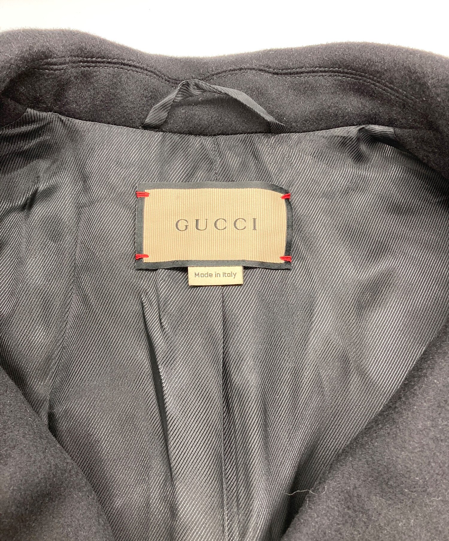中古・古着通販】GUCCI (グッチ) GG刺繍 ウールコート ブラック サイズ