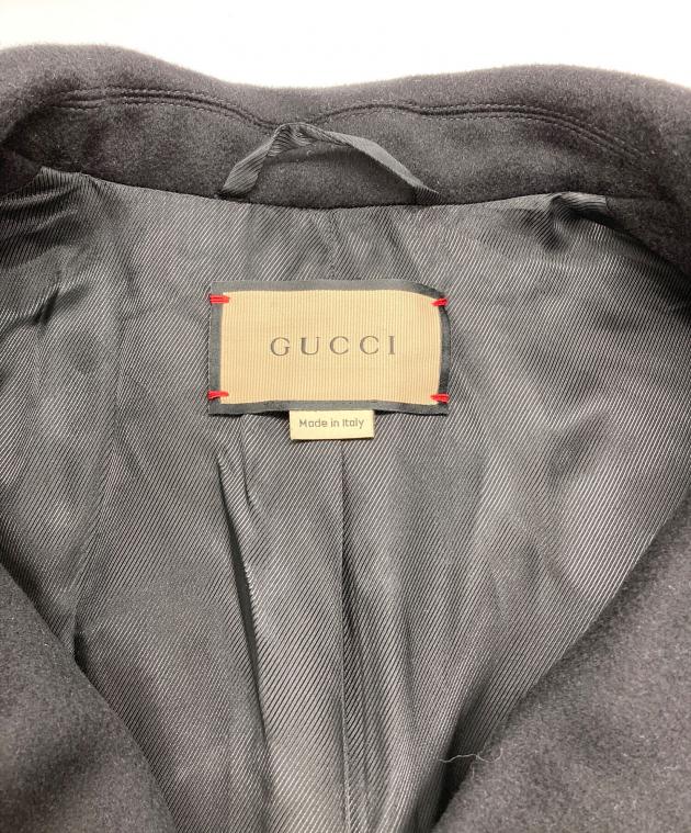 中古・古着通販】GUCCI (グッチ) GG刺繍 ウールコート ブラック サイズ