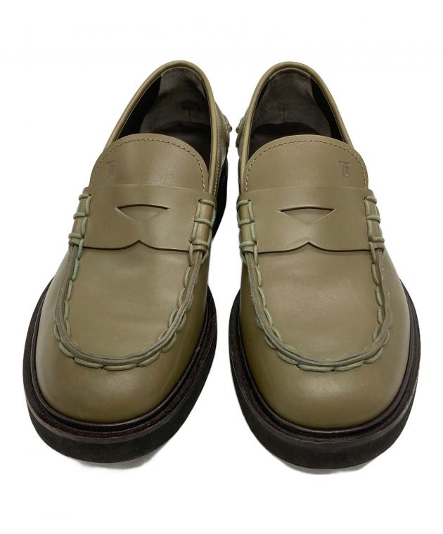 TOD'S ドライビングローファー オリーブグリーンエナメル革 中古・古着通販】TOD'S (トッズ) ロゴエンボス ローファー オリーブ