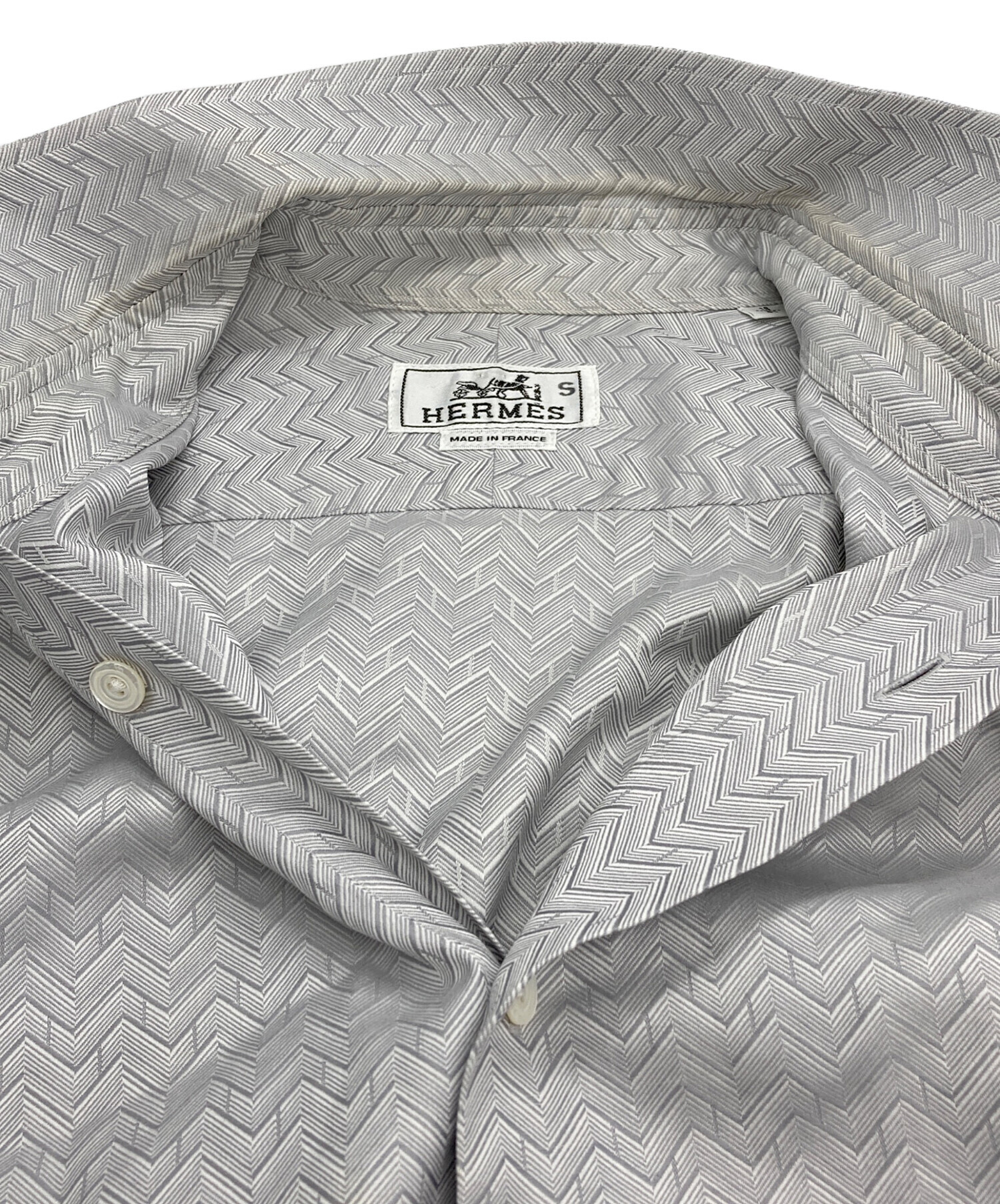 中古・古着通販】HERMES (エルメス) セリエボタン 総柄シャツ グレー