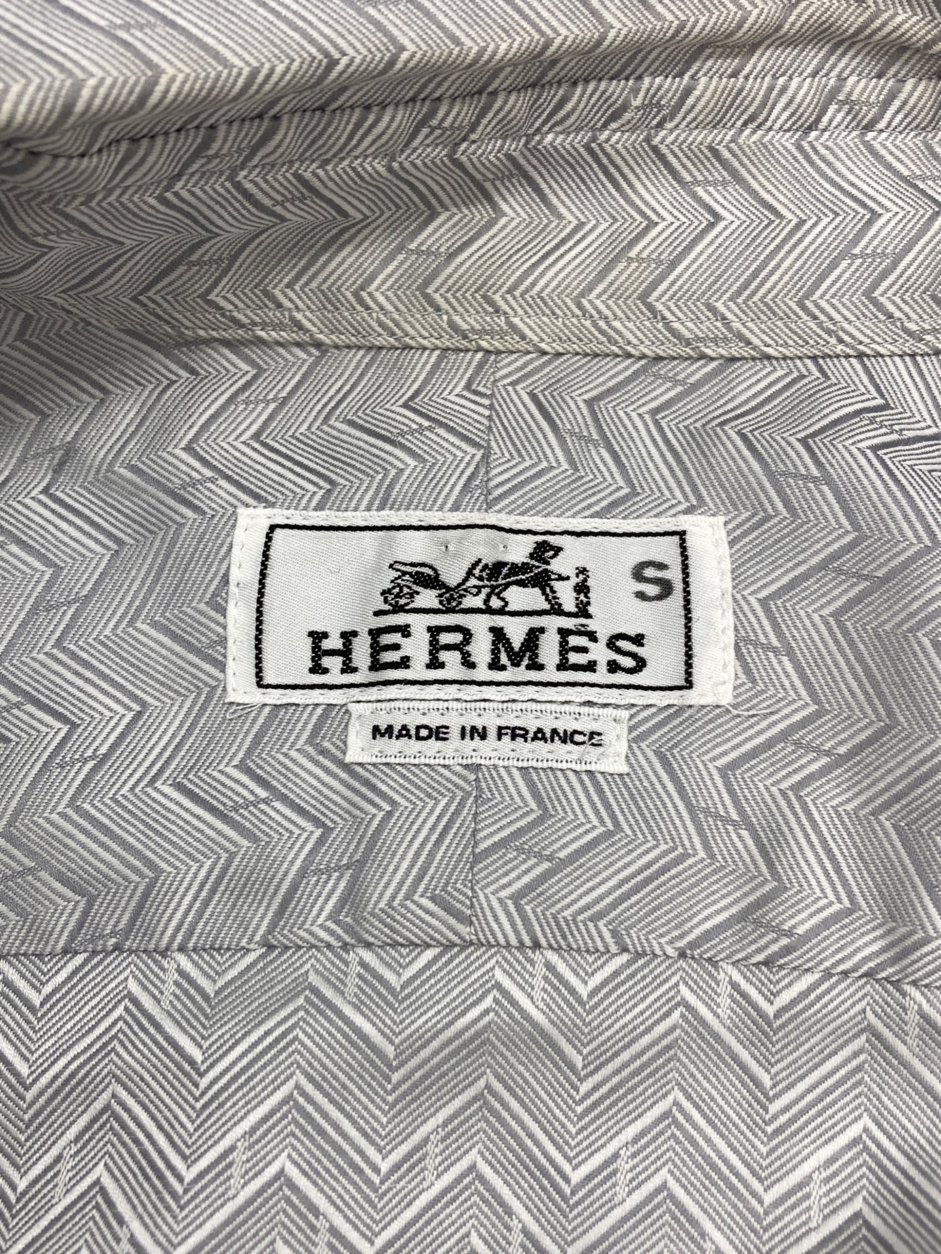 中古・古着通販】HERMES (エルメス) セリエボタン 総柄シャツ グレー