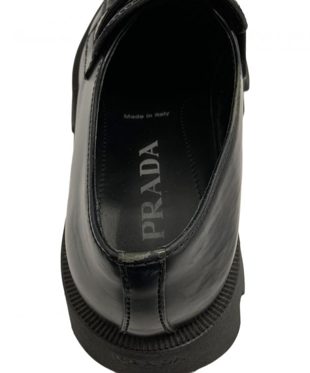 中古・古着通販】PRADA (プラダ) ロゴプレート ローファー ブラック