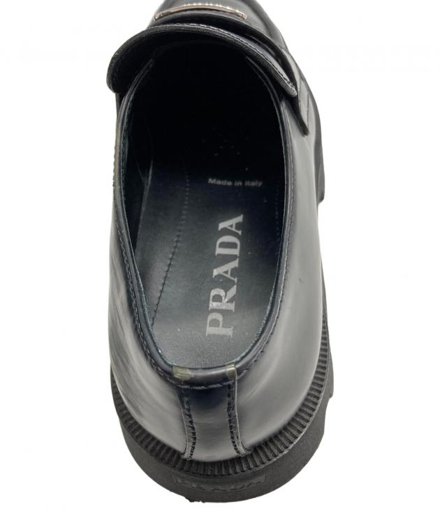 中古・古着通販】PRADA (プラダ) ロゴプレート ローファー ブラック