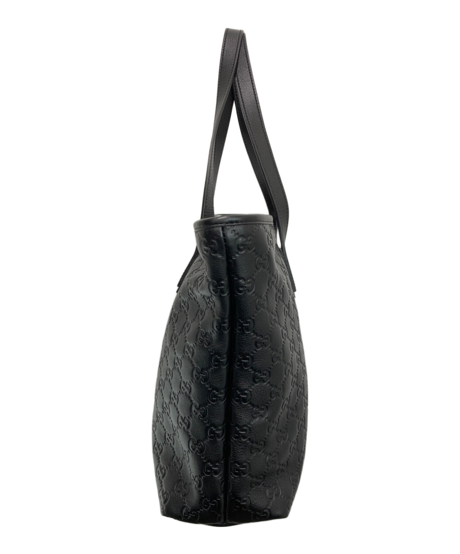GUCCI バッグ レザーブラック 中古・古着通販】GUCCI (グッチ) GGシマ レザー トートバッグ ブラック