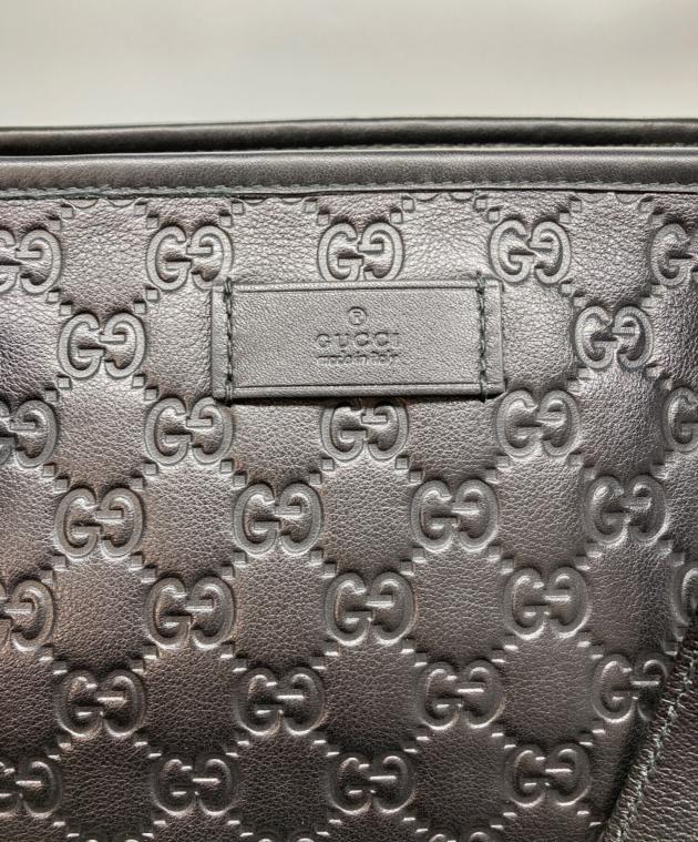 中古・古着通販】GUCCI (グッチ) GGシマ レザー トートバッグ ブラック