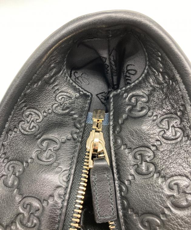 中古・古着通販】GUCCI (グッチ) GGシマ レザー トートバッグ ブラック