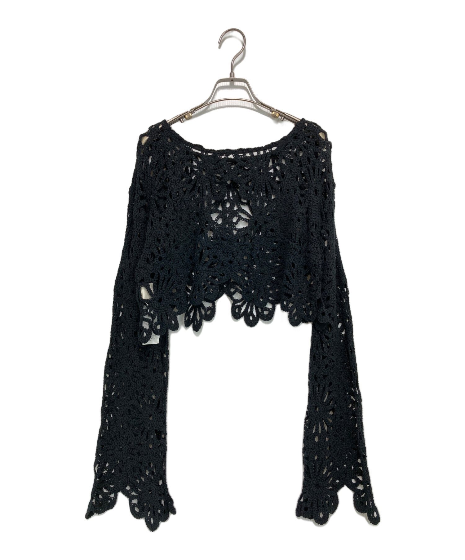 中古・古着通販】AMERI (アメリ) MEDI FLOWER SAINT LACE TOP ブラック