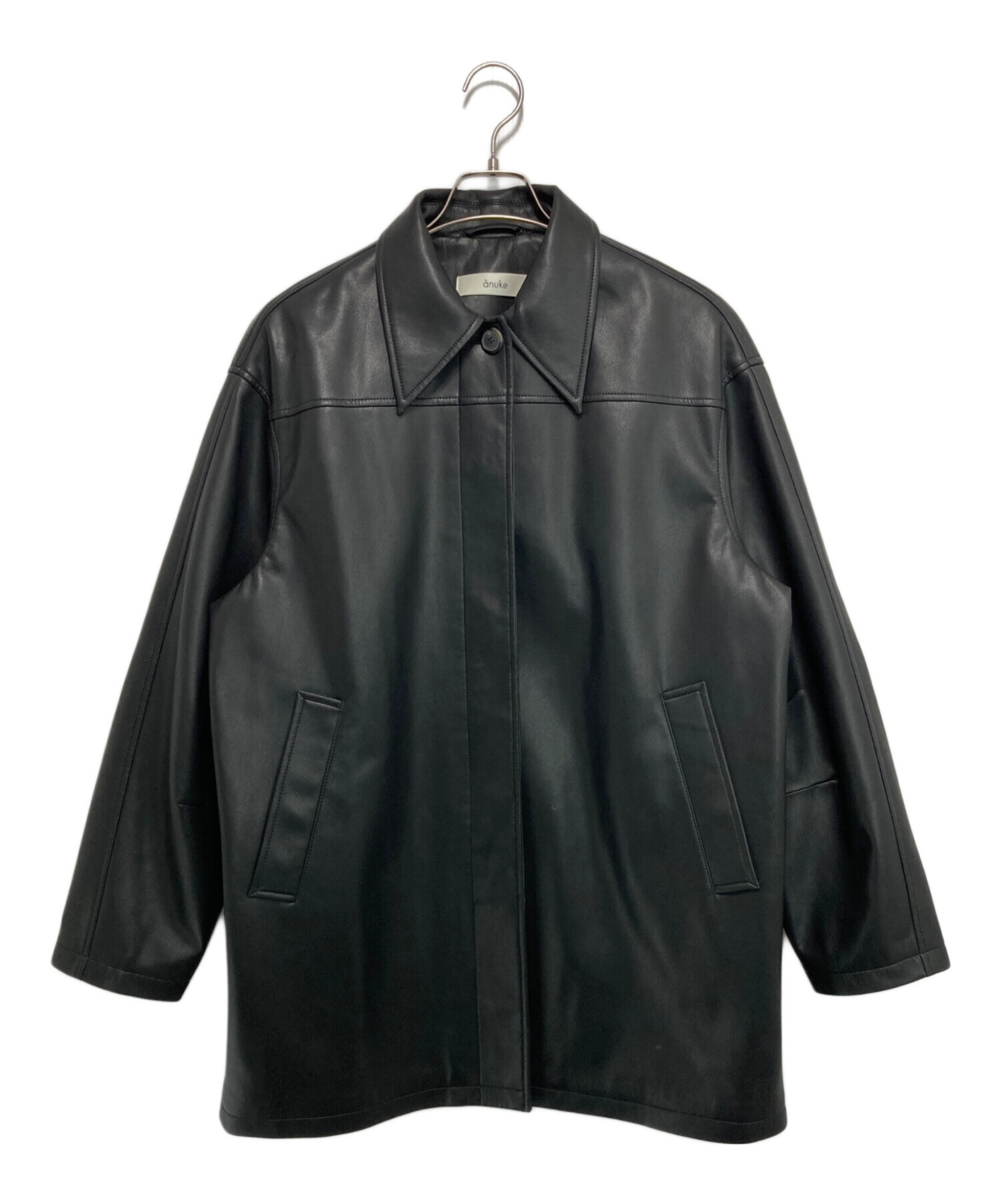 中古・古着通販】anuke (アンヌーク) Ecoleather Over Jacket ブラック