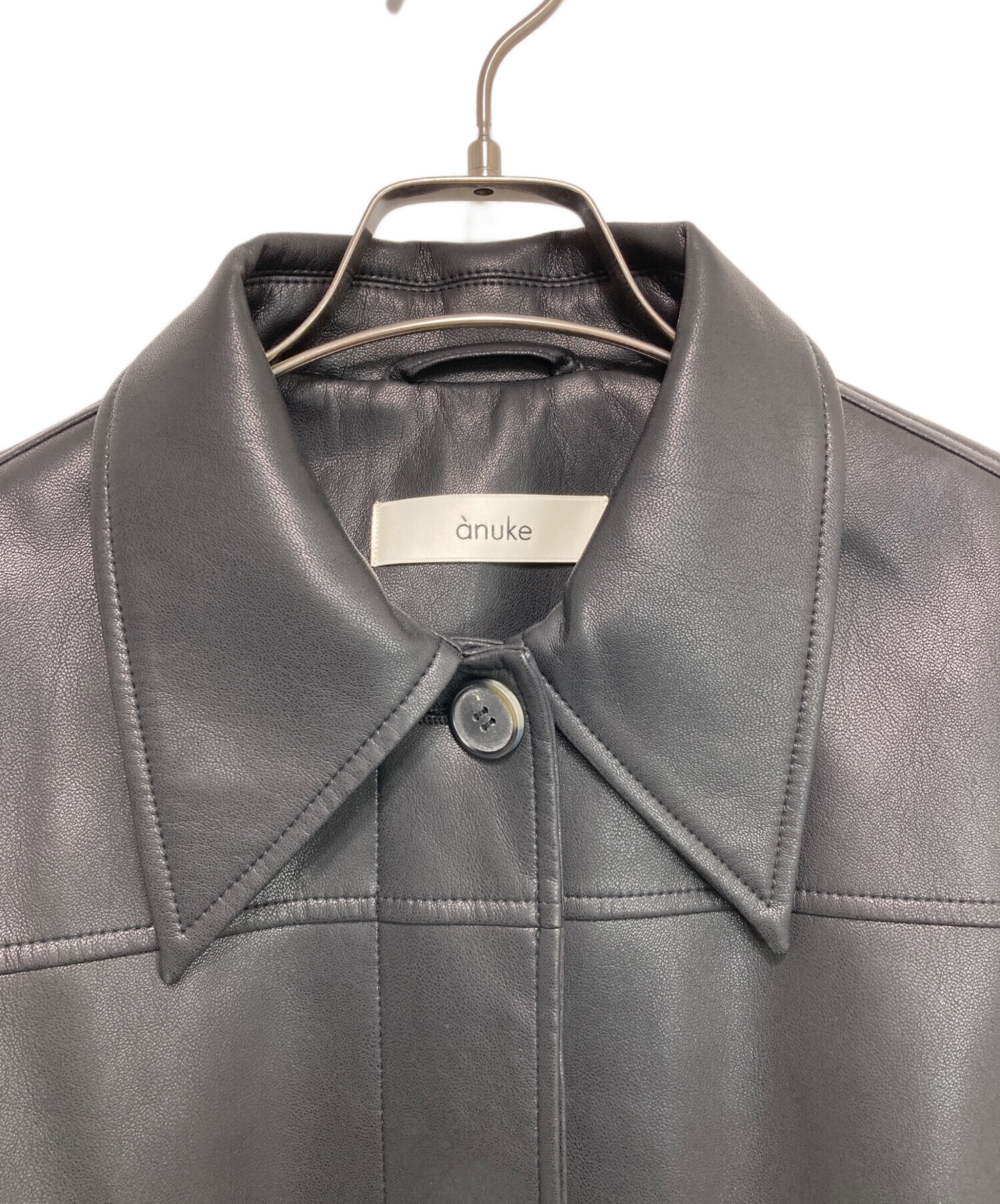 中古・古着通販】anuke (アンヌーク) Ecoleather Over Jacket ブラック