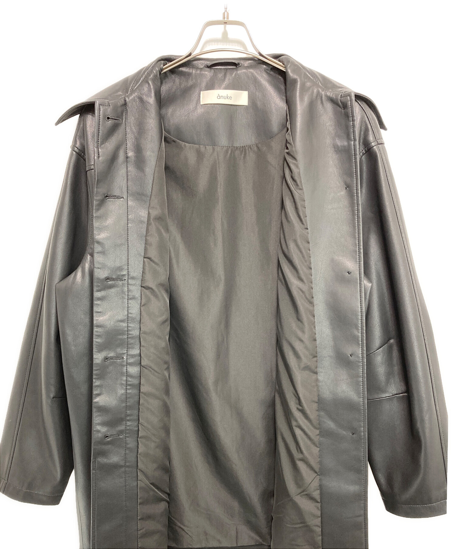 中古・古着通販】anuke (アンヌーク) Ecoleather Over Jacket ブラック