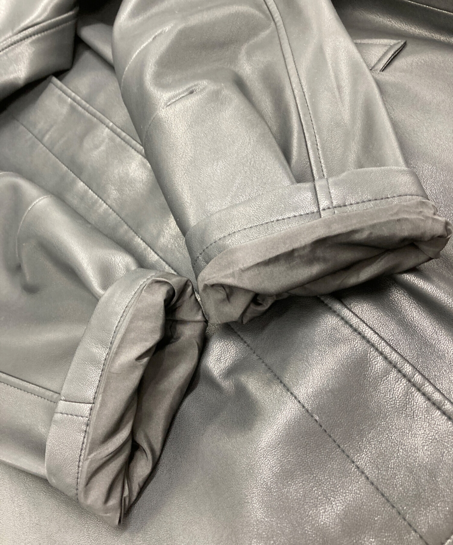 中古・古着通販】anuke (アンヌーク) Ecoleather Over Jacket ブラック