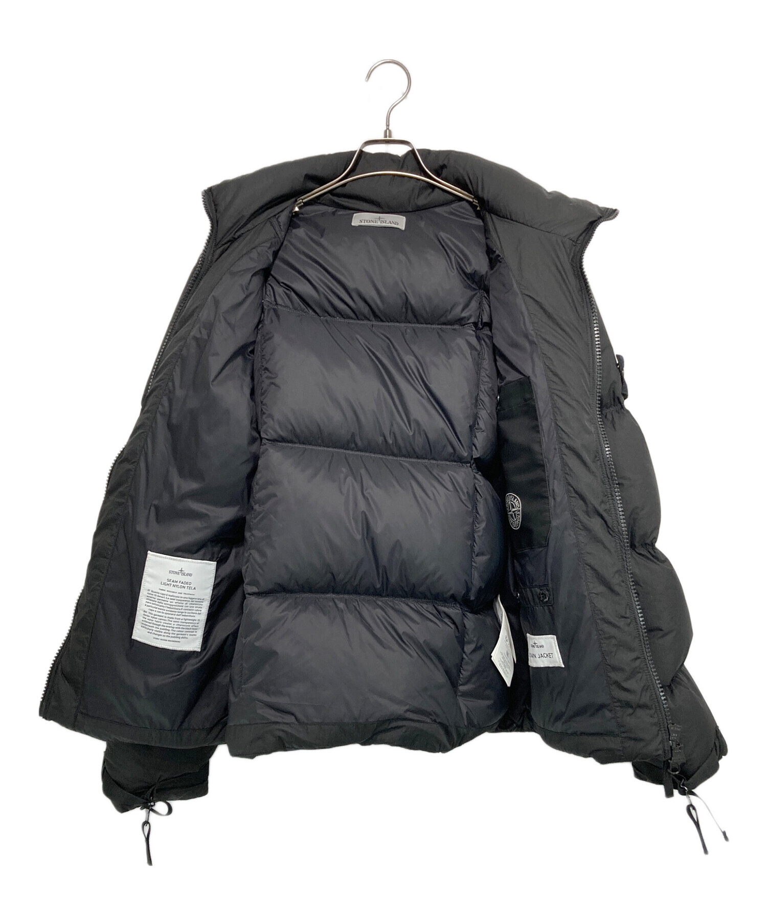 り*く様 【美品】stone  ダウン　ブラック　Lサイズ 中古・古着通販】STONE ISLAND (ストーンアイランド) SEAM FADED LIGHT