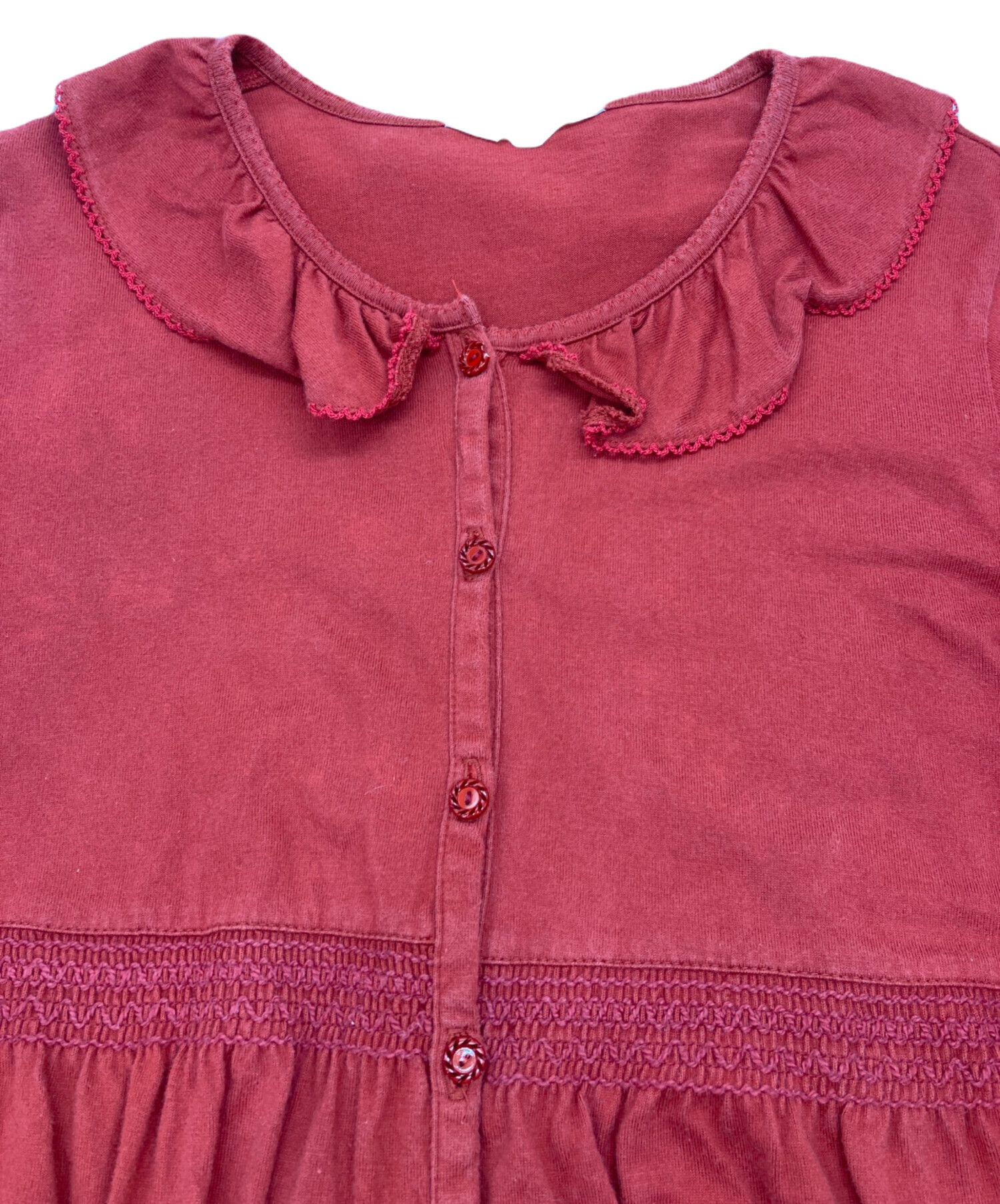 美品 PINK HOUSEフリル襟 長袖ブラウス ピンク 中古・古着通販】PINK HOUSE (ピンクハウス) フリル襟 コットン長袖