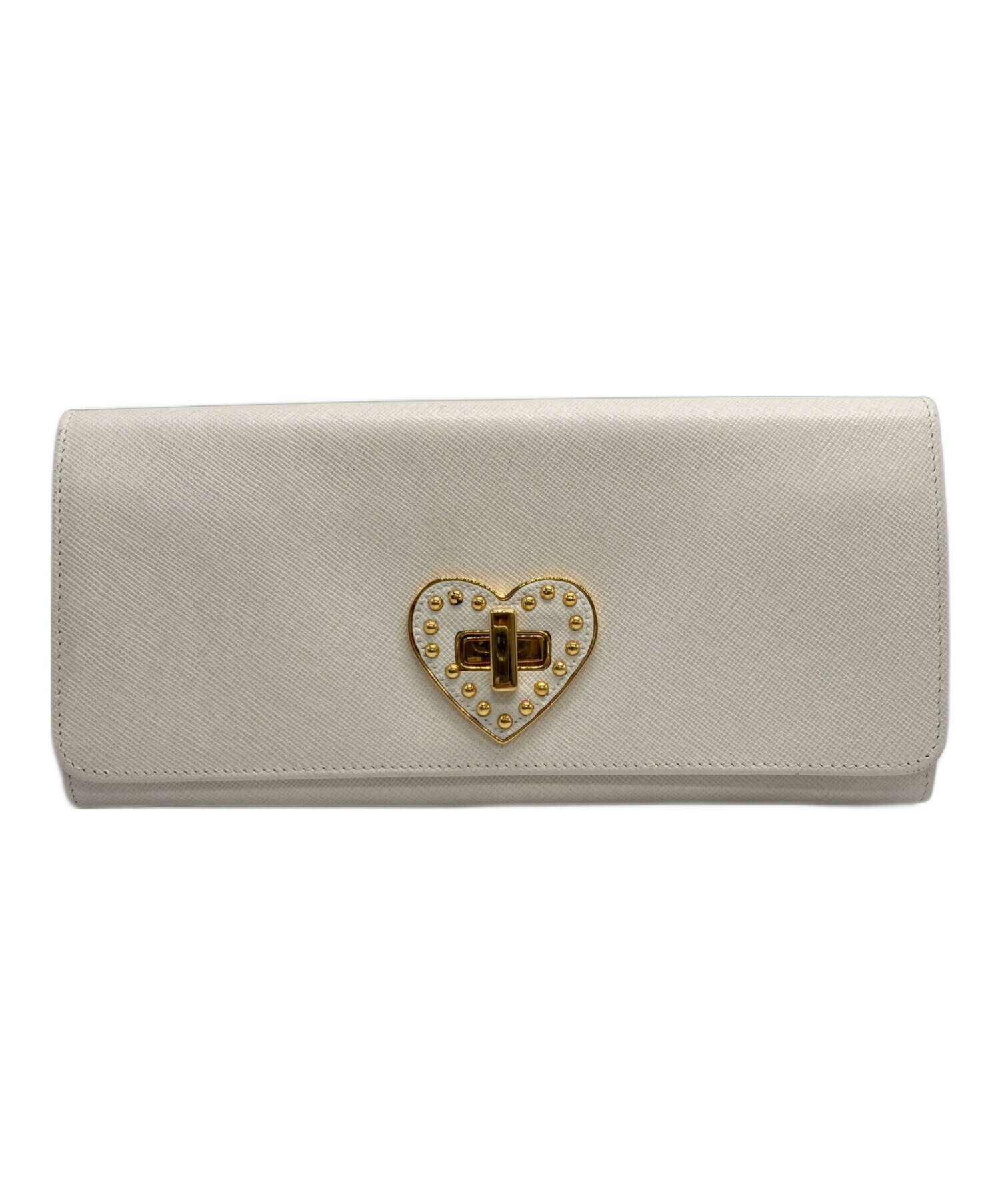 中古・古着通販】PRADA (プラダ) SAFFIANO HEART 長財布 BIANCO