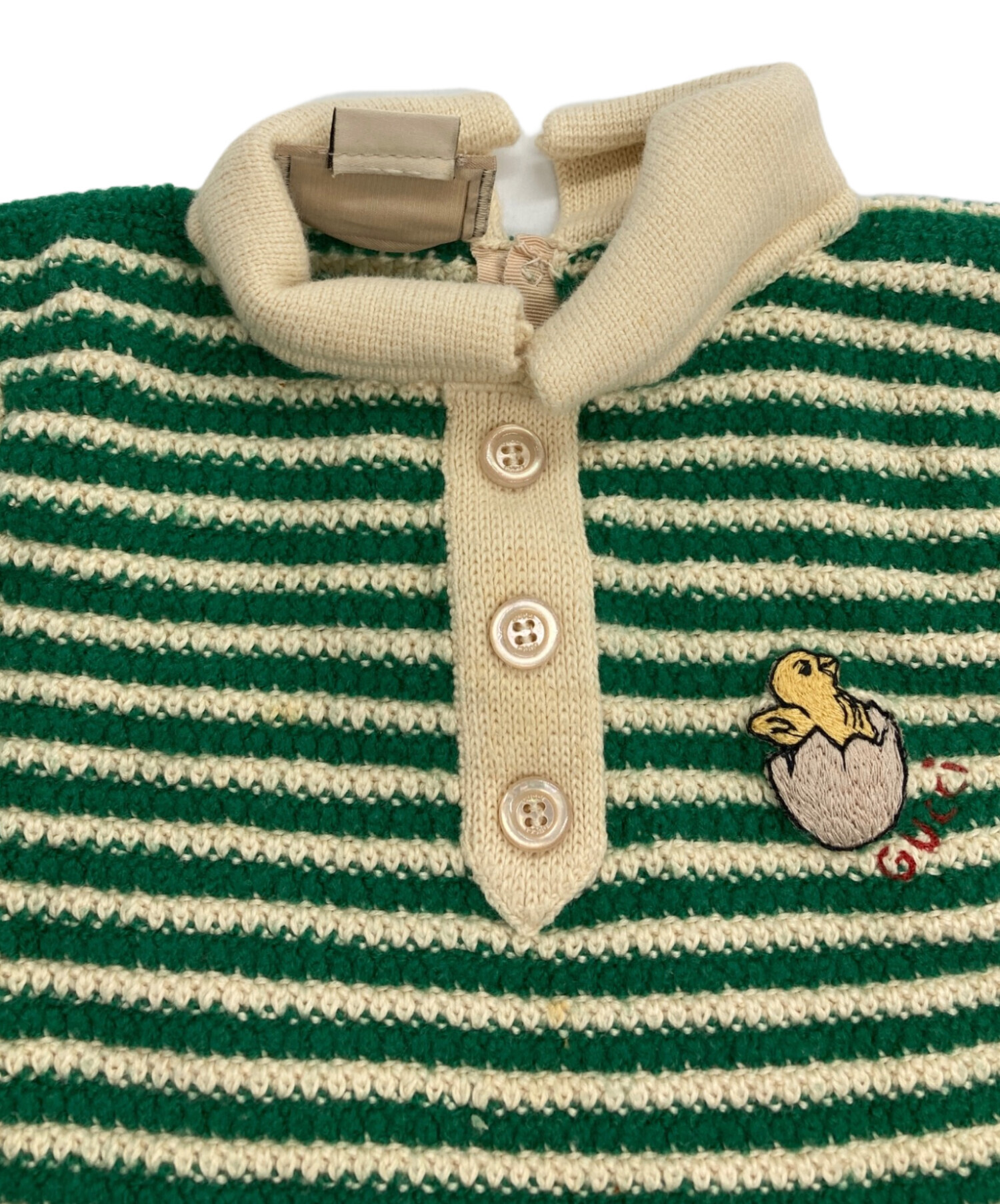中古・古着通販】GUCCI (グッチ) ボーダーニットポロシャツ グリーン
