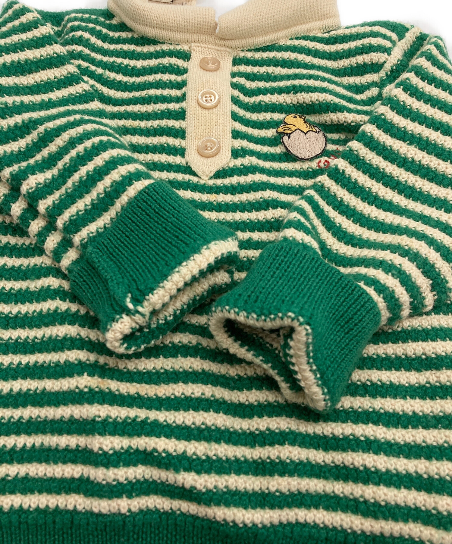 中古・古着通販】GUCCI (グッチ) ボーダーニットポロシャツ グリーン