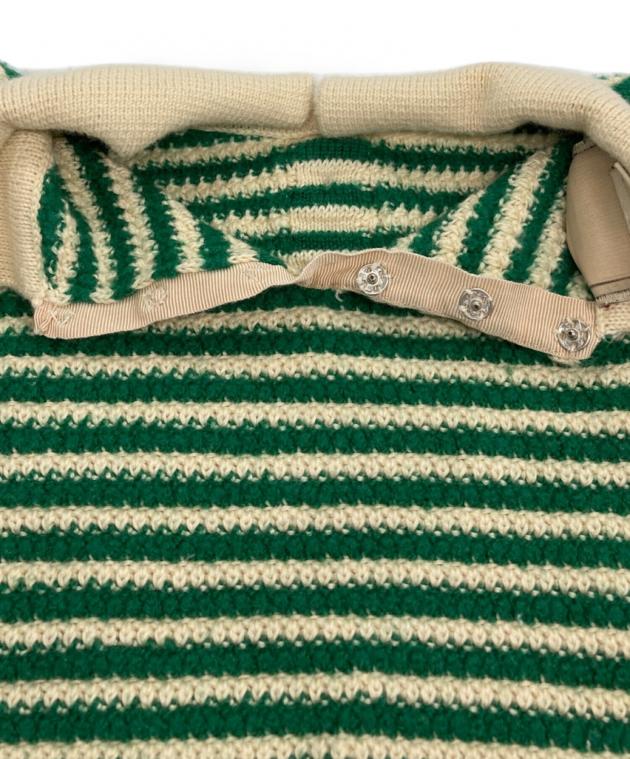 GUCCI ストライプ （ボーダー）ニットポロシャツ 中古・古着通販】GUCCI (グッチ) ボーダーニットポロシャツ グリーン