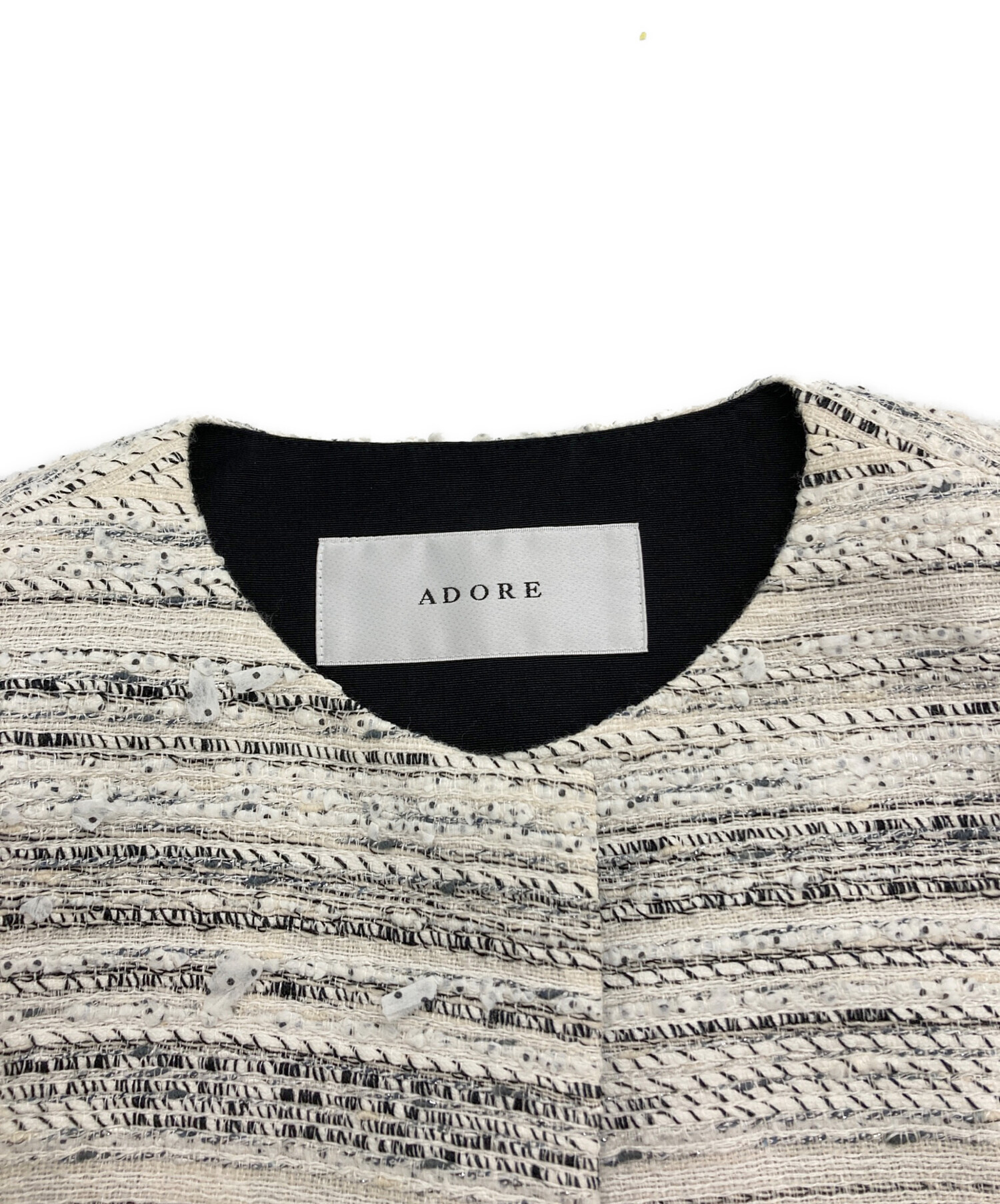 中古・古着通販】ADORE (アドーア) ノーカラーツイードジャケット