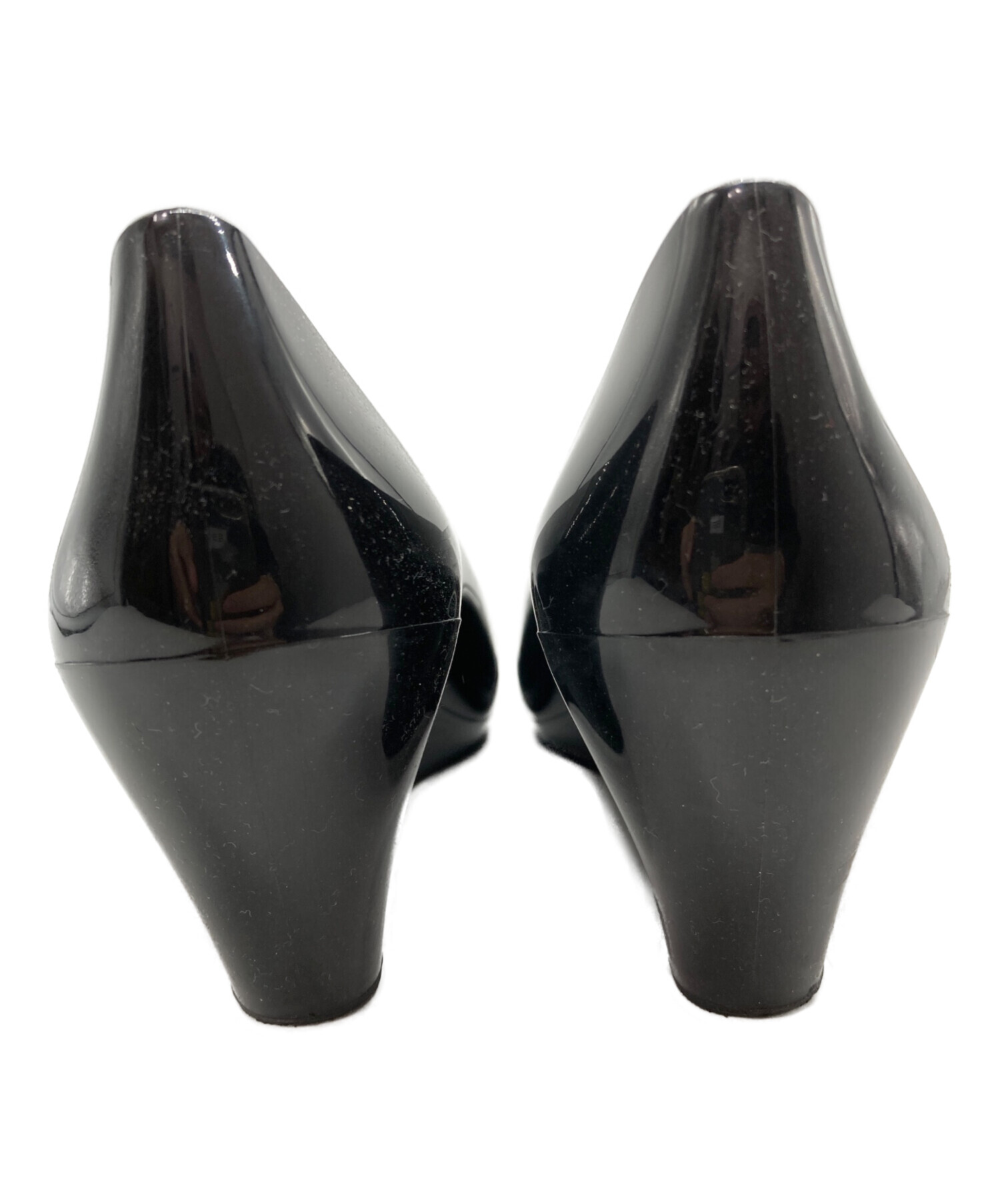 中古・古着通販】GUCCI (グッチ) エナメルヒールサンダル ブラック