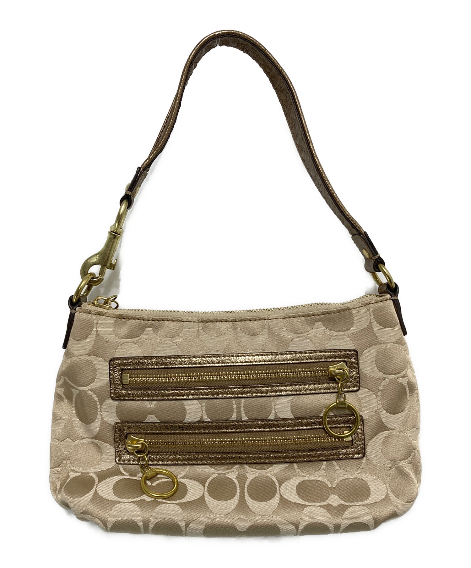 COACH Poppy シグネチャー ハンドバッグ ベージュ 中古・古着通販】COACH (コーチ) POPPY シグネチャーハンドバッグ