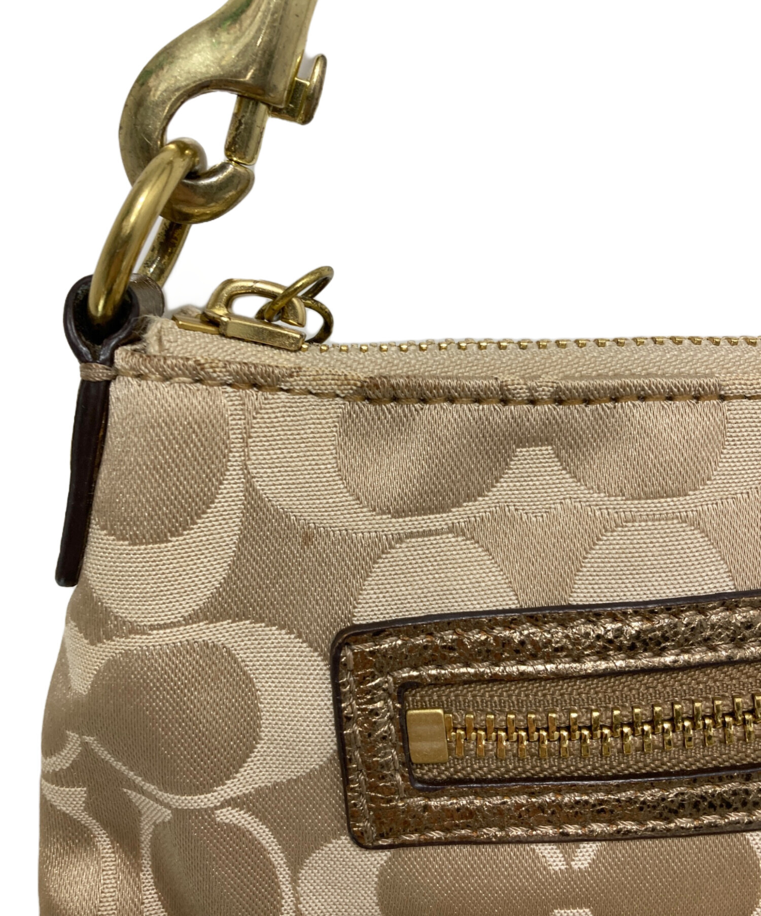 COACH Poppy シグネチャー ハンドバッグ ベージュ 中古・古着通販】COACH (コーチ) POPPY シグネチャーハンドバッグ