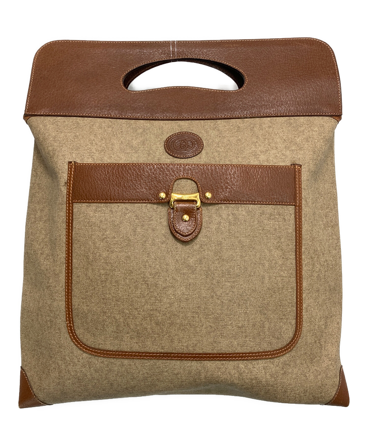GUCCI トートバッグ ベージュ ブラウン 中古・古着通販】GUCCI (グッチ) トートバッグ ブラウン×ベージュ