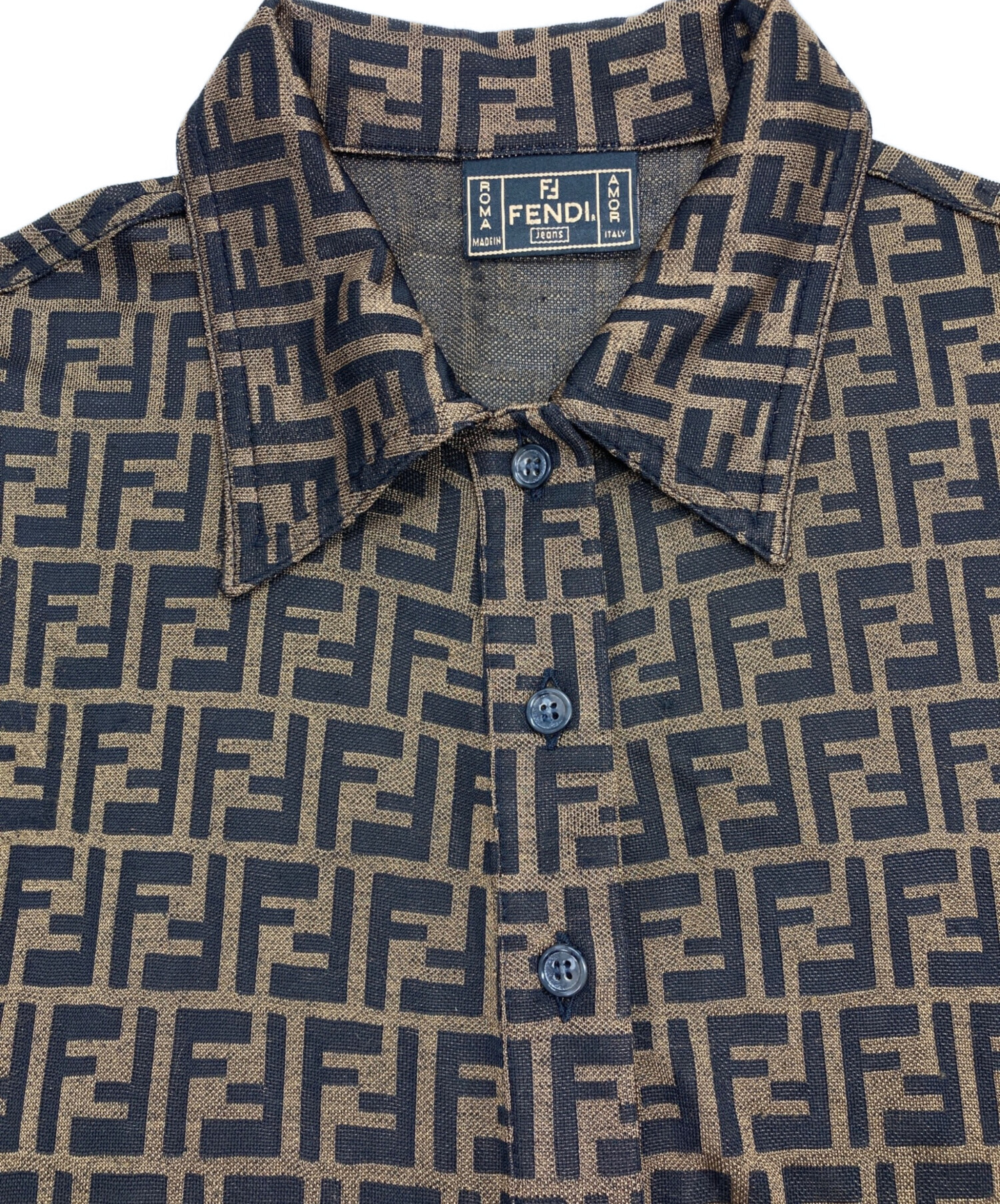 Fendi シャツワンピース　マキシ丈　ズッカ柄 中古・古着通販】FENDI JEANS (フェンディ ジーンズ) ズッカ柄 半袖