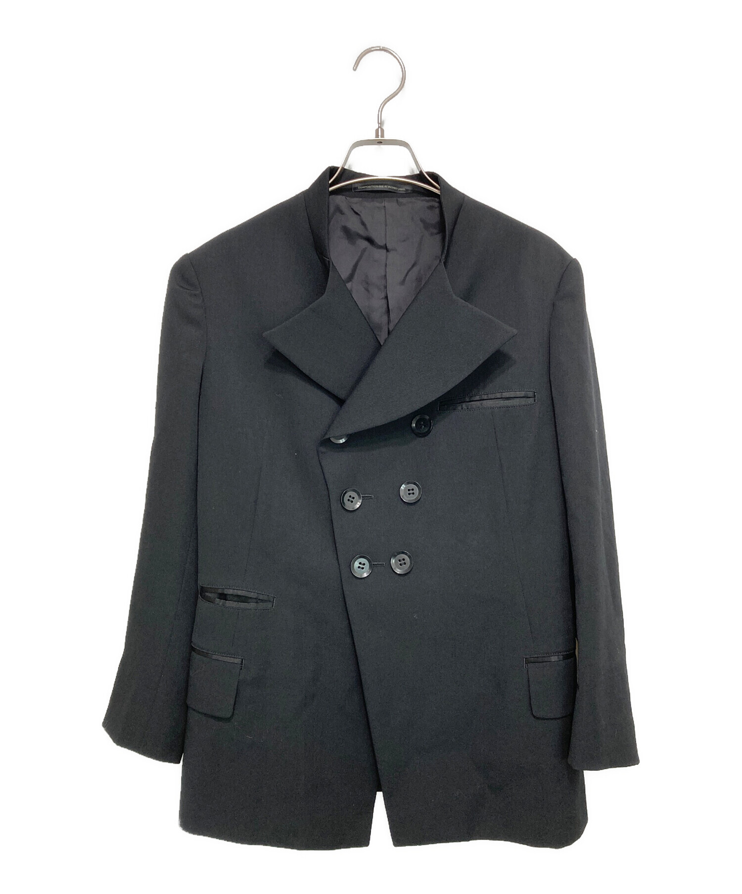ヴィンテージ　 Y's /ワイズ ウールコート ダブル ブラック 2 中古・古着通販】Y's (ワイズ) ウールダブルジャケット ブラック