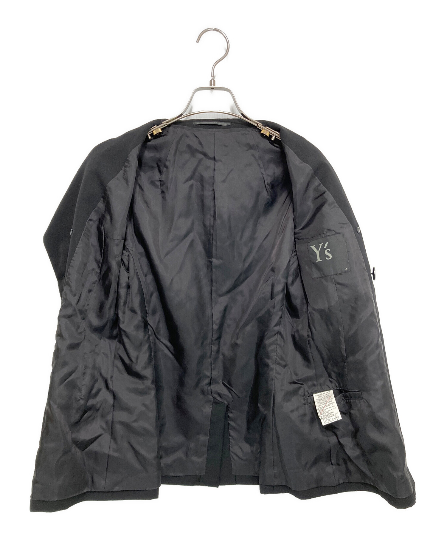 中古・古着通販】Y's (ワイズ) ウールダブルジャケット ブラック