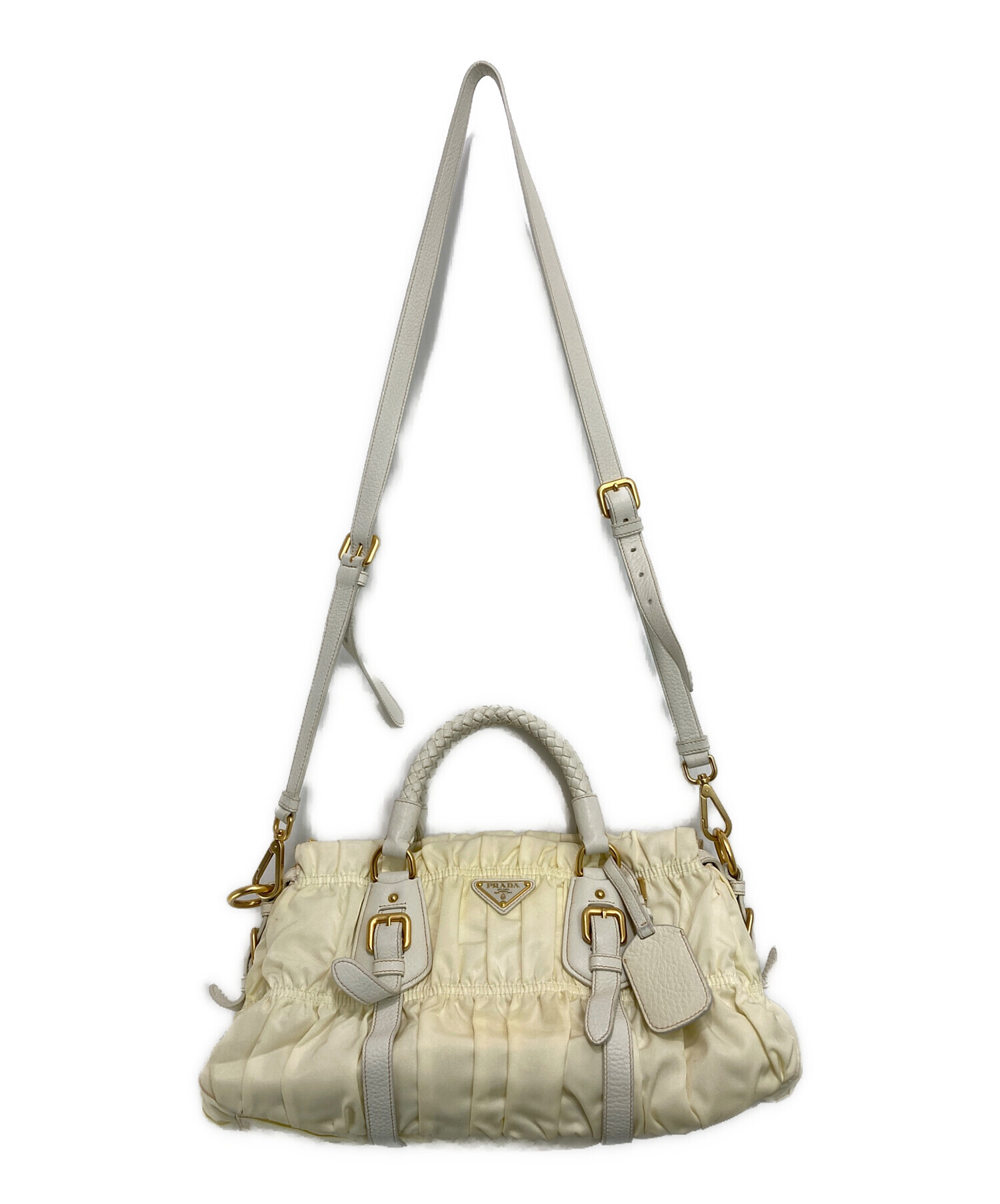 【白タグあり】プラダ 2wayフラップ　ショルダーバッグ　ハンドバッグ　ナイロン 中古・古着通販】PRADA (プラダ) 2WAYナイロンギャザーバッグ