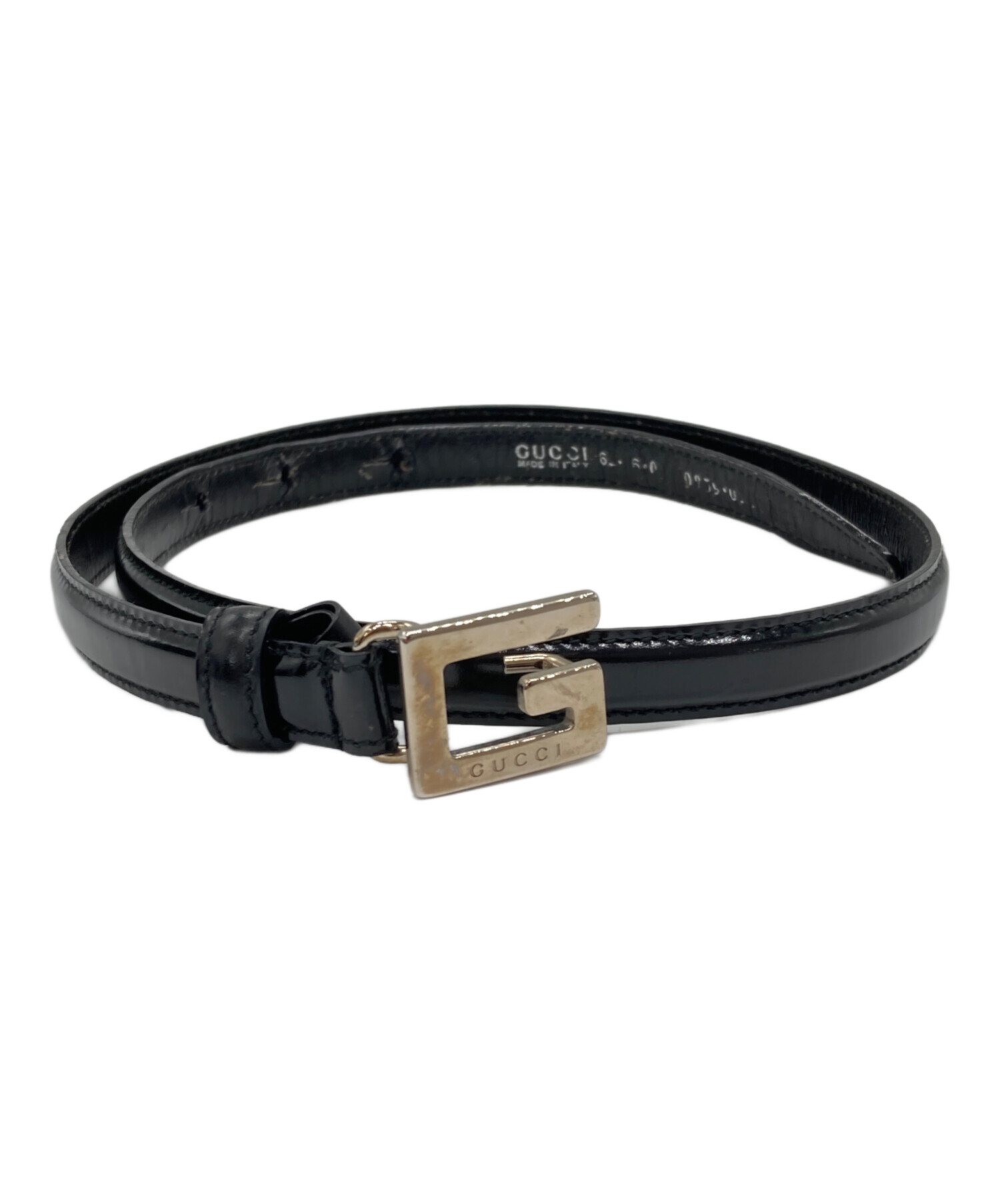 中古・古着通販】GUCCI (グッチ) Gバックルエナメルレザーベルト