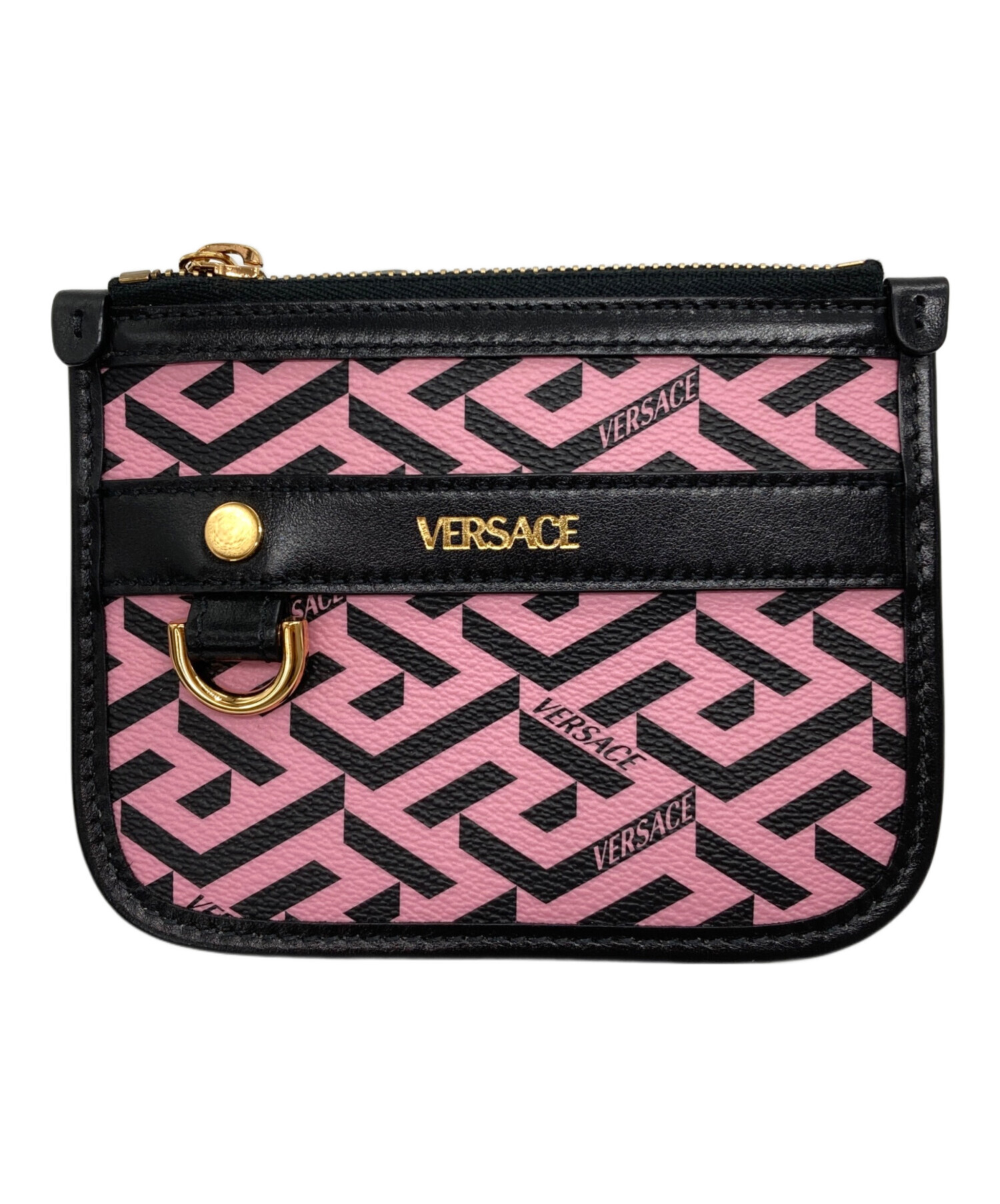 【美品】シグネチャー　レザーポーチ　グレカ　Versace　おしゃれ 中古・古着通販】VERSACE (ヴェルサーチェ) ラ グレカ シグネチャー
