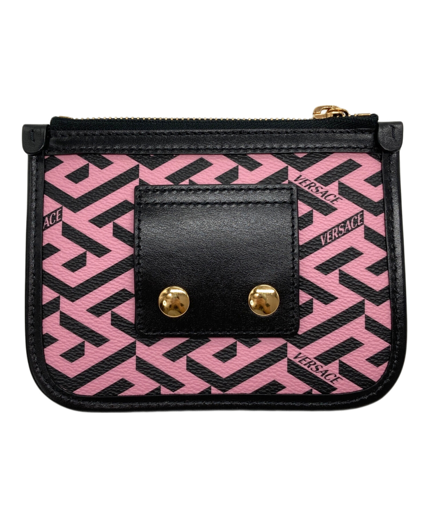 【美品】シグネチャー　レザーポーチ　グレカ　Versace　おしゃれ 中古・古着通販】VERSACE (ヴェルサーチェ) ラ グレカ シグネチャー