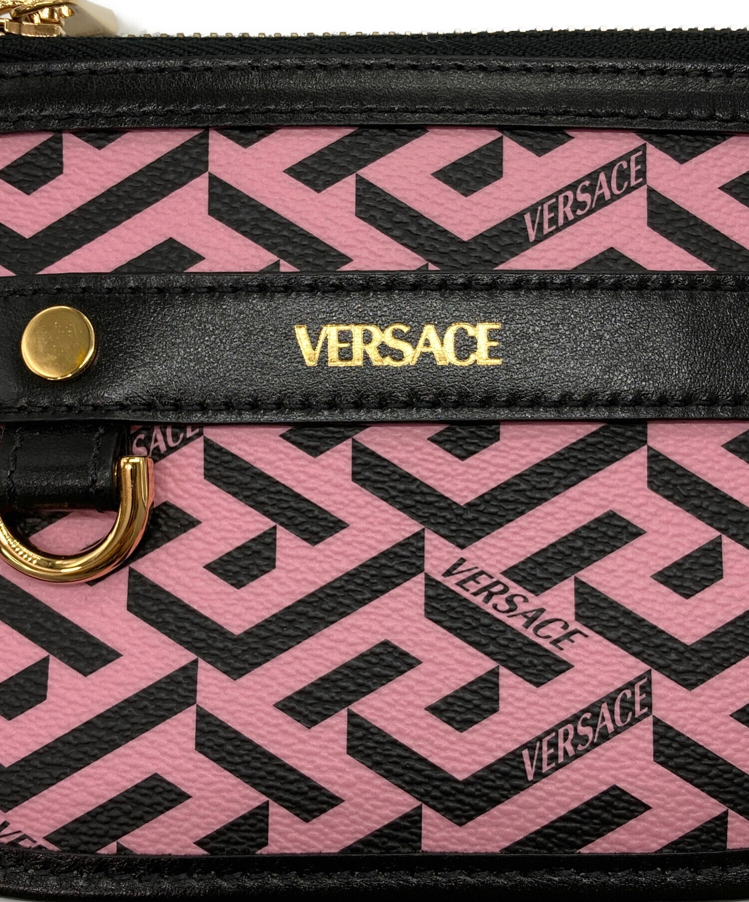 【美品】シグネチャー　レザーポーチ　グレカ　Versace　おしゃれ 中古・古着通販】VERSACE (ヴェルサーチェ) ラ グレカ シグネチャー