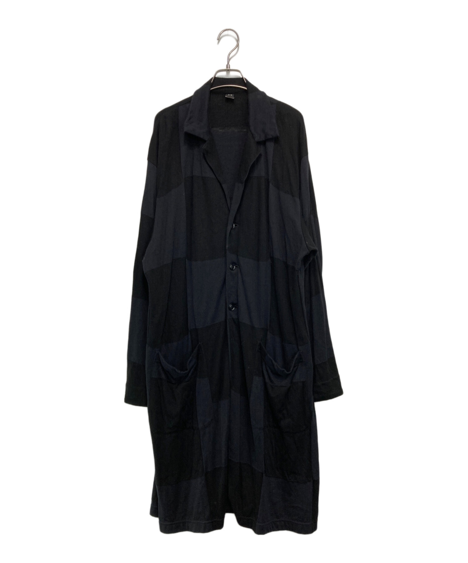 中古・古着通販】Y's (ワイズ) ブロックチェックコート ブラック