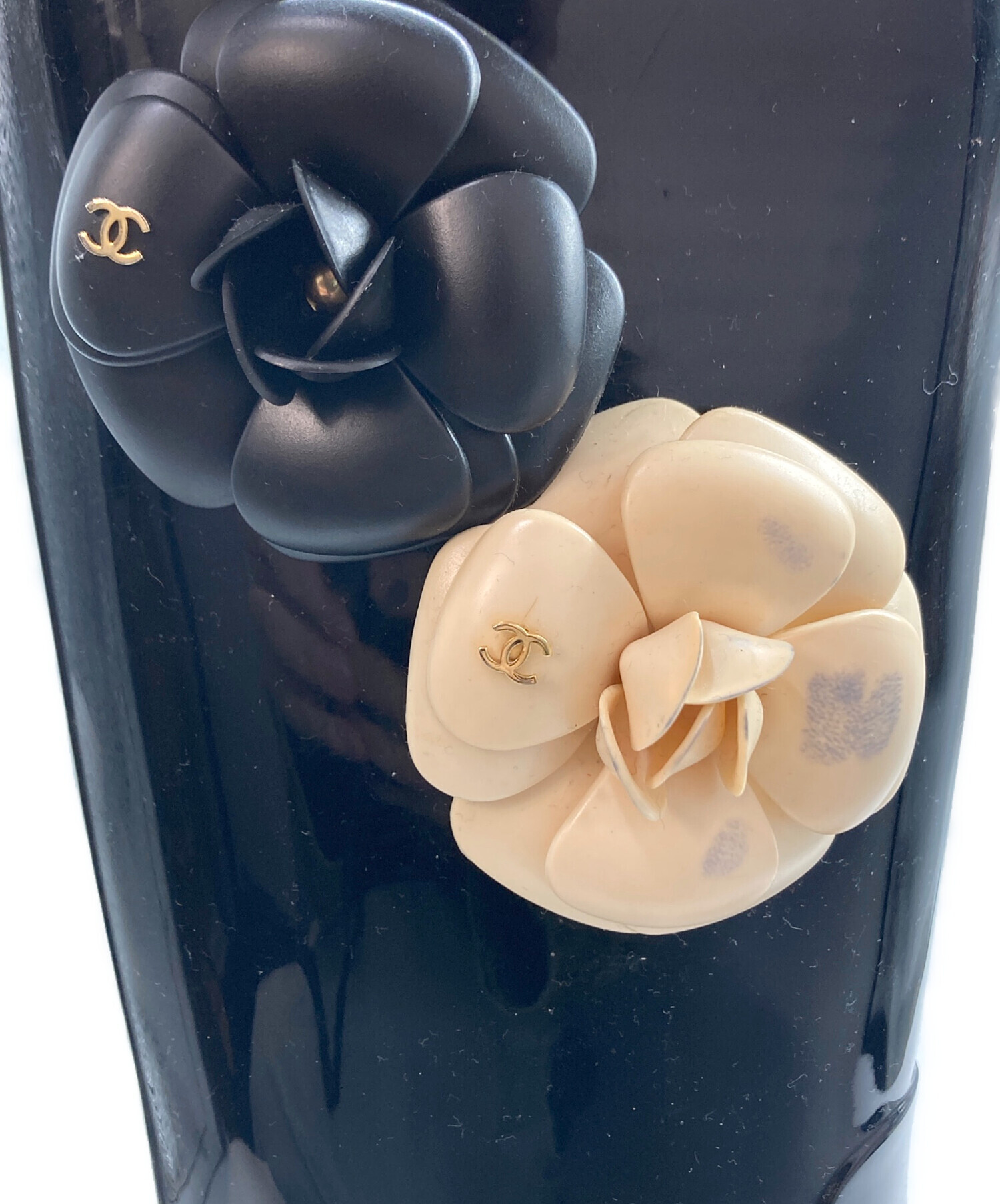 最終価格！CHANELホワイト カメリアレインブーツ 花モチーフ 最終価格