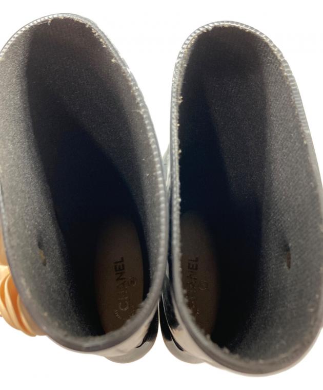 中古・古着通販】CHANEL (シャネル) カメリア レインブーツ ブラック